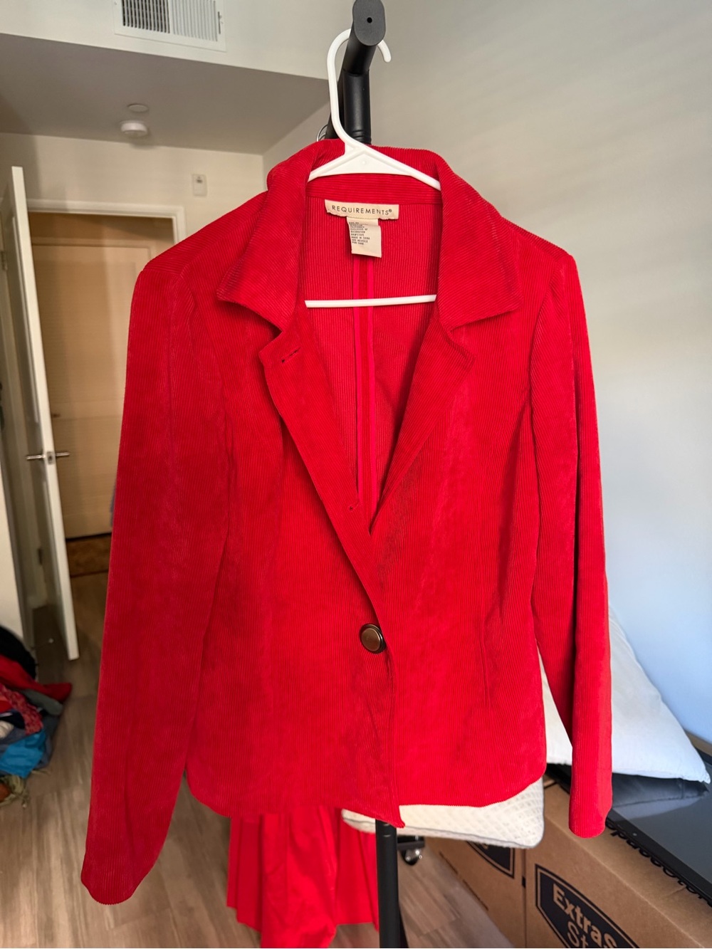 Requirements Bright Red Corduroy Single-Button Blazer